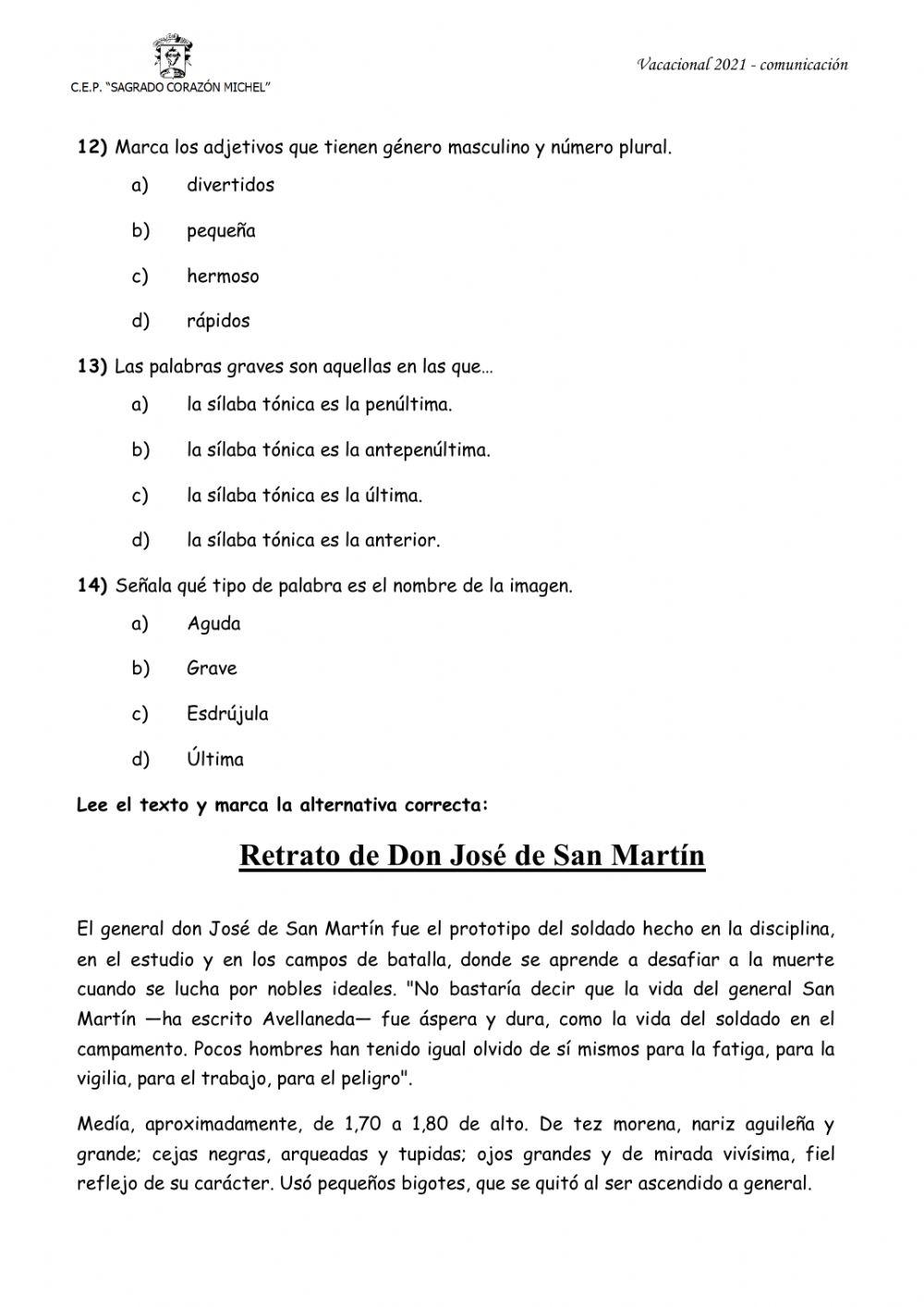 Evaluación vacacional comunicación
