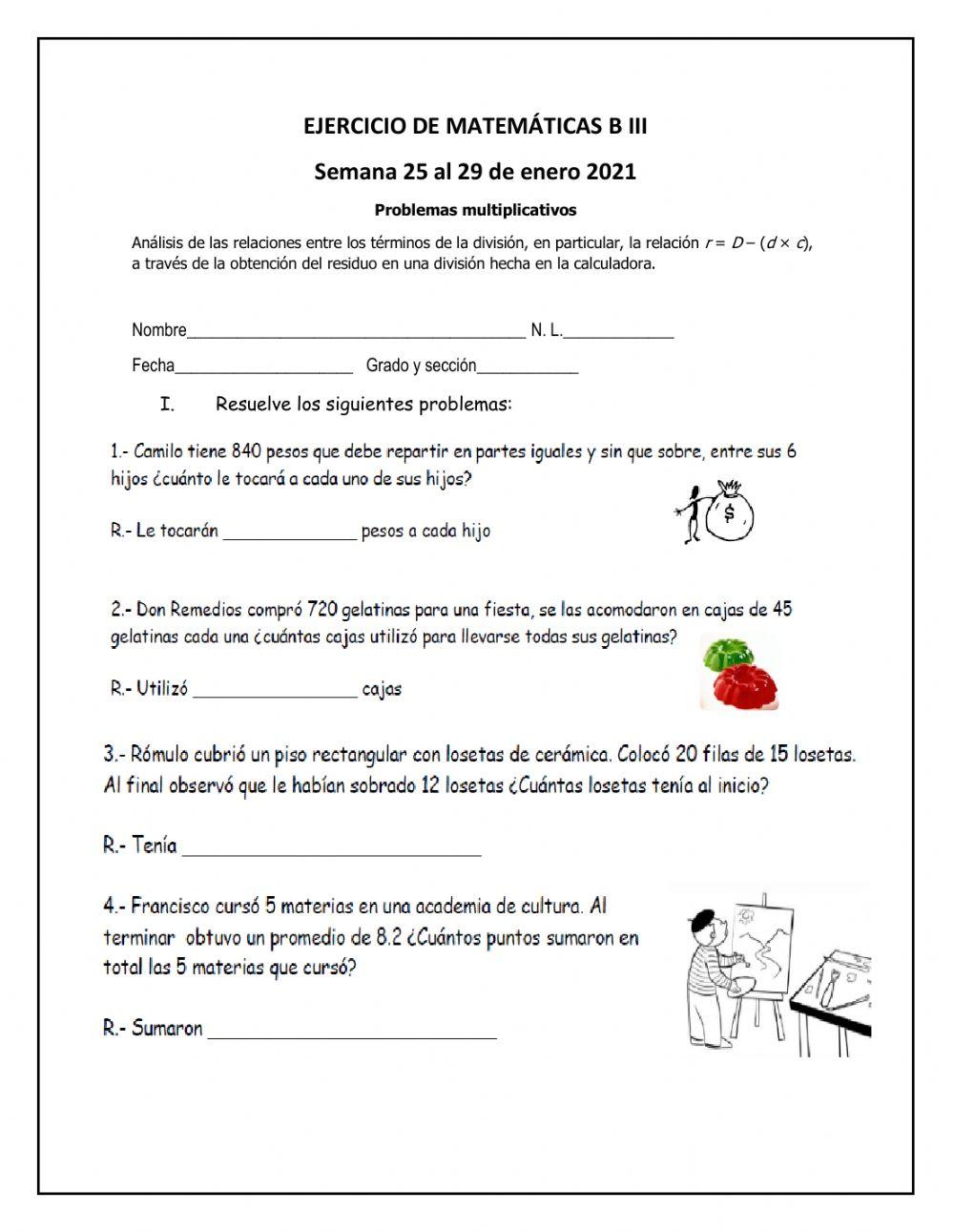 Ejercicio de matemáticas