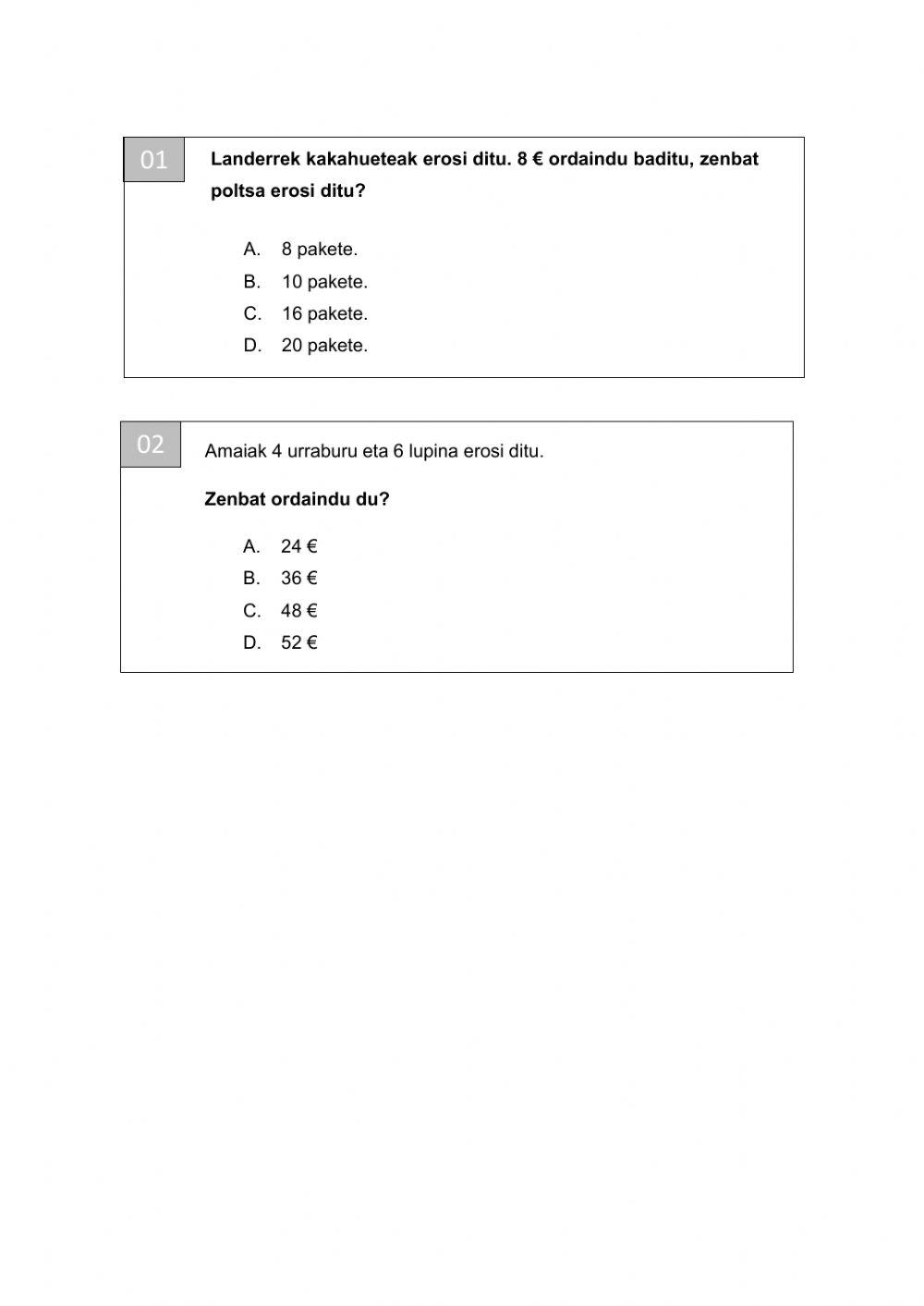 MATEMATIKA-SUPERMEKATUKO ESKAINTZAK