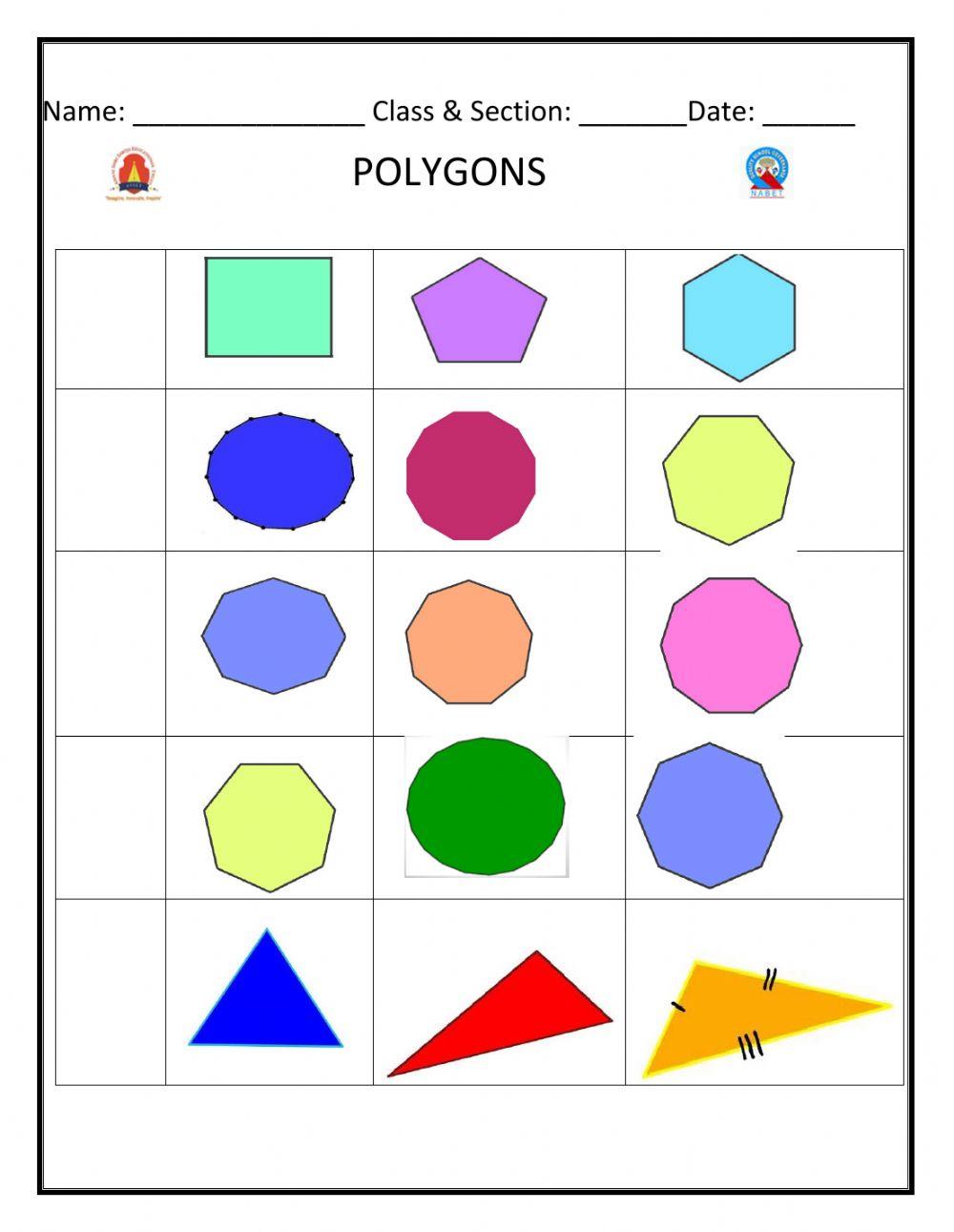Polygons exercise for Grade 5 | Live Worksheets