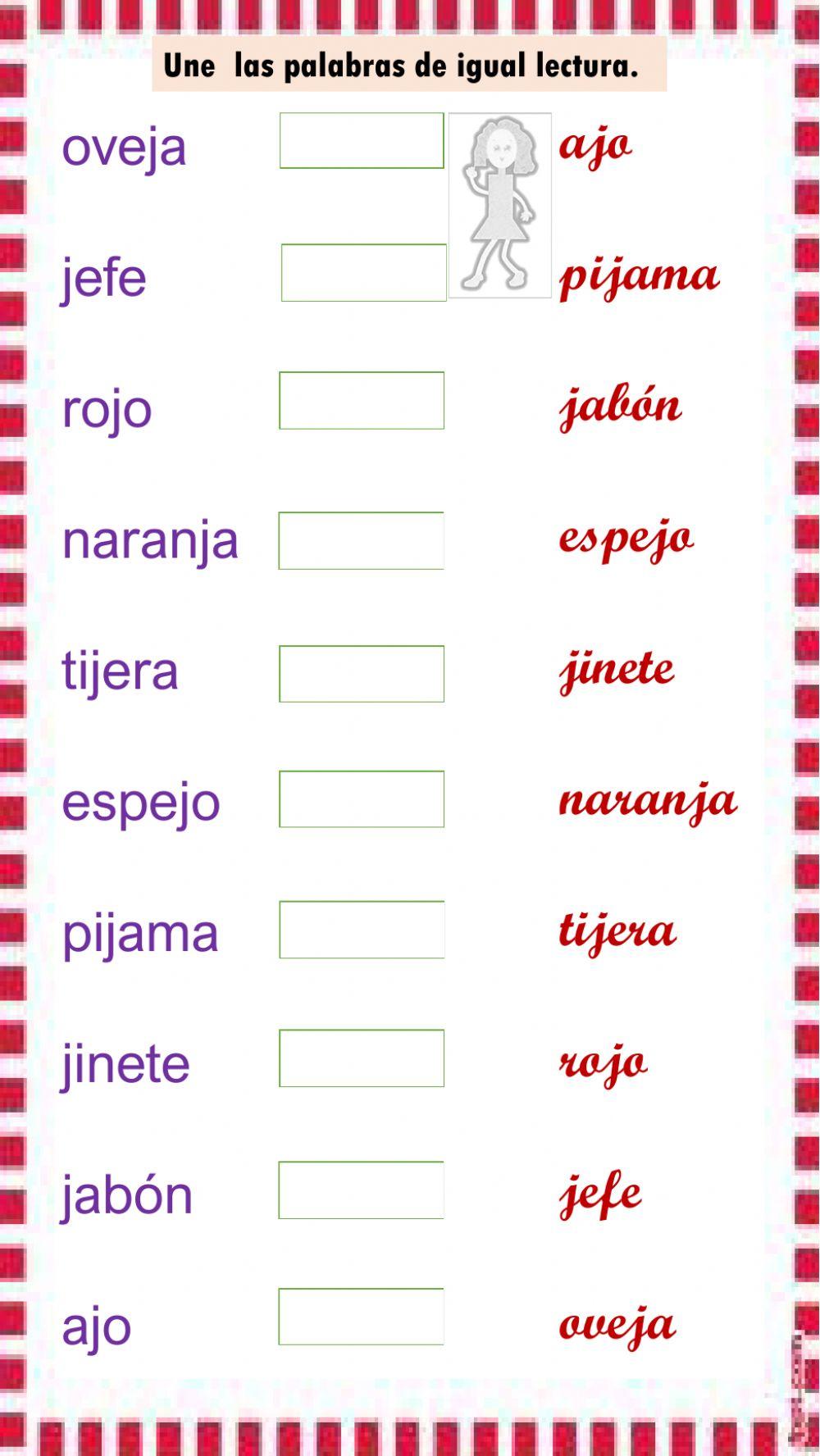 Une las palabras de igual lectura