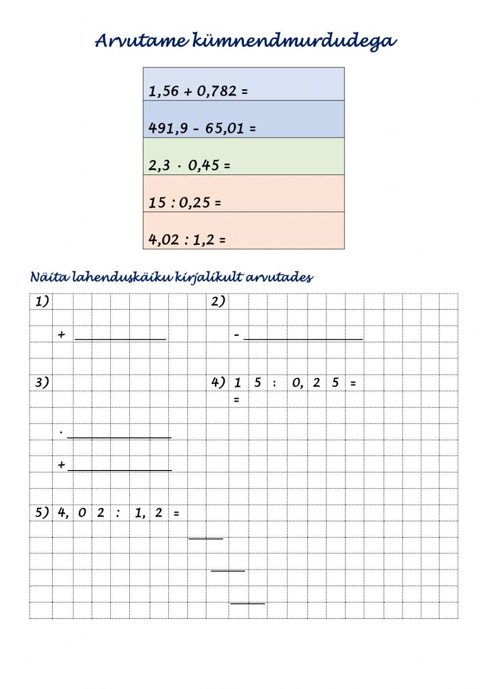 Kümnendmurdudega arvutamine