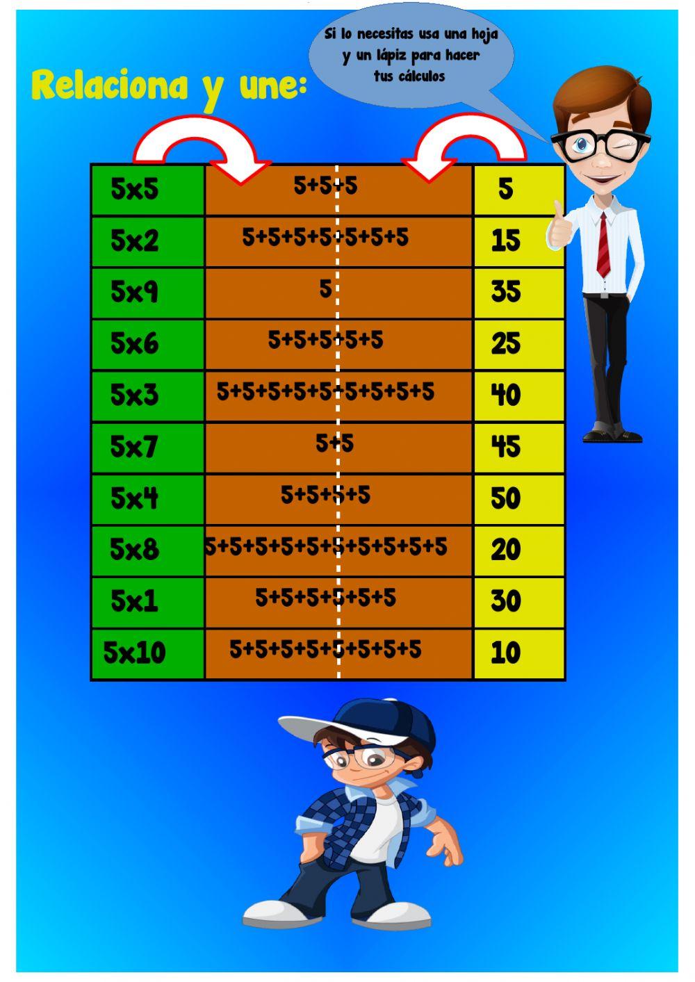 tabla del 5