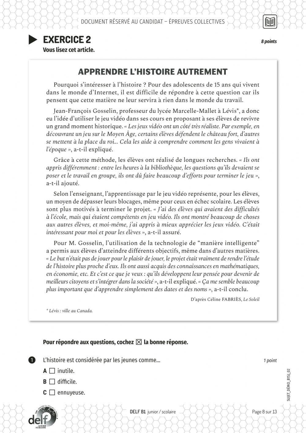 Ce delf b1 février 20221