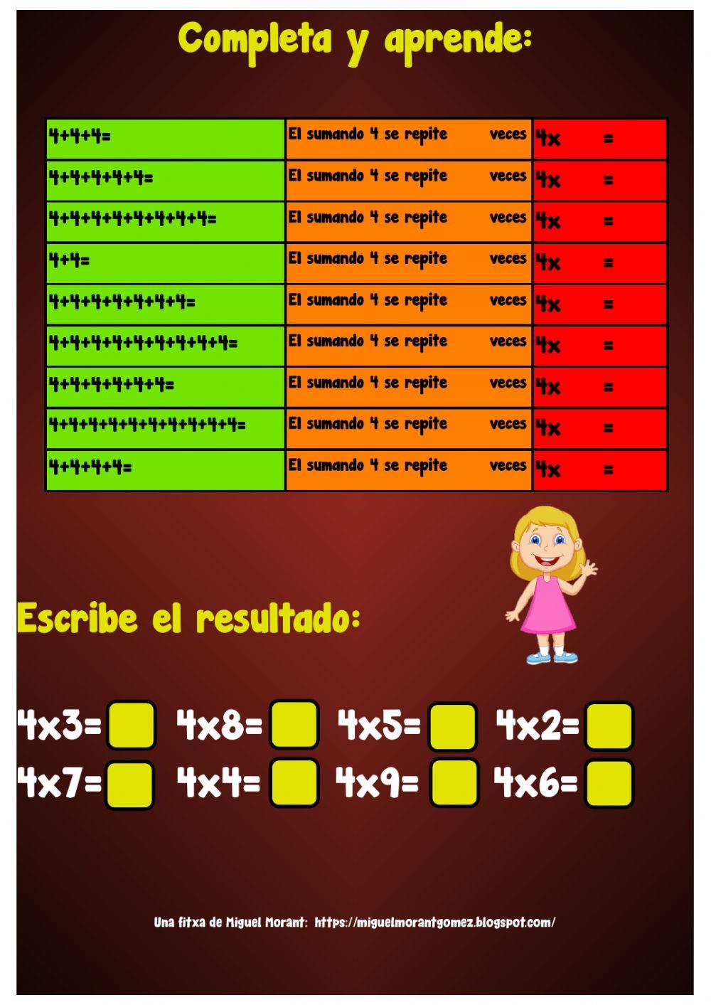 tabla del 4