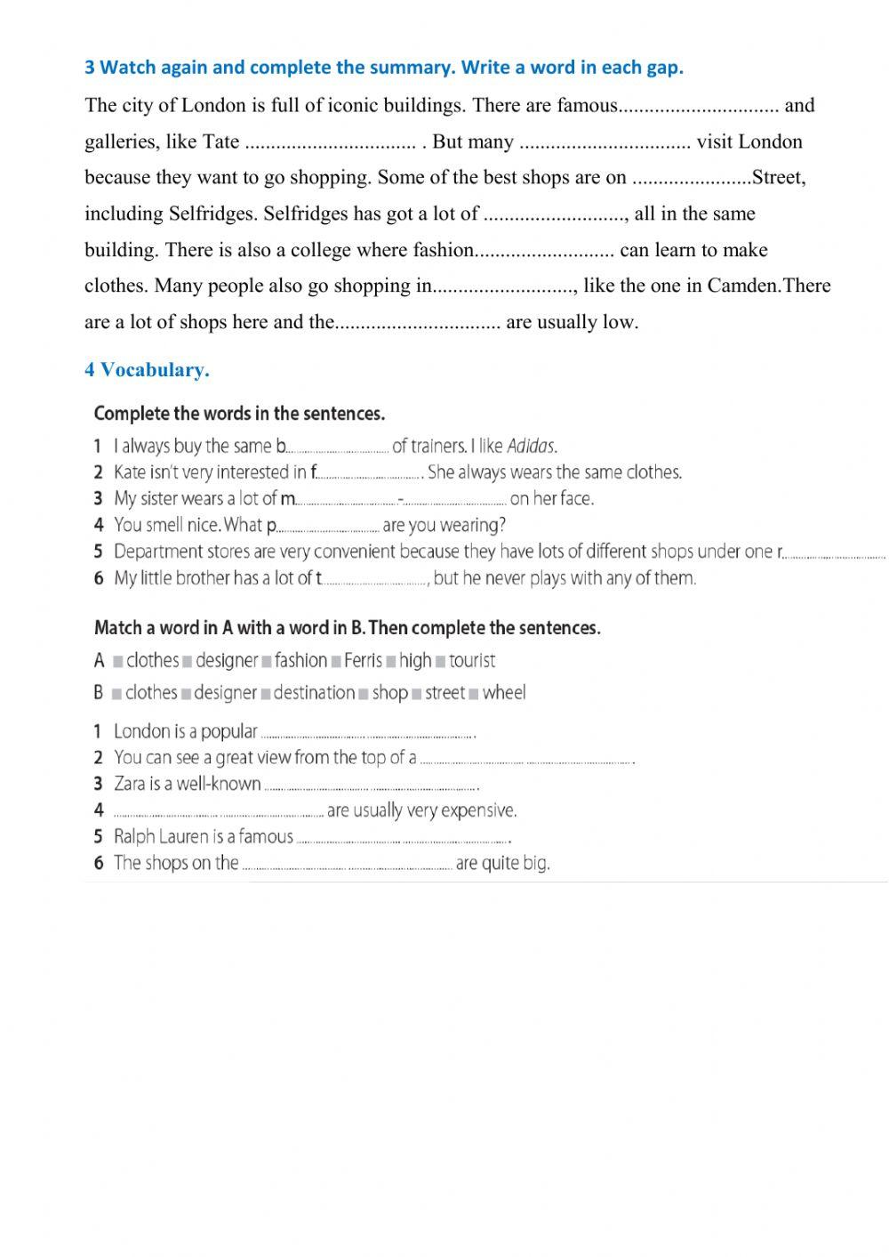 Watching.  Shopping in London