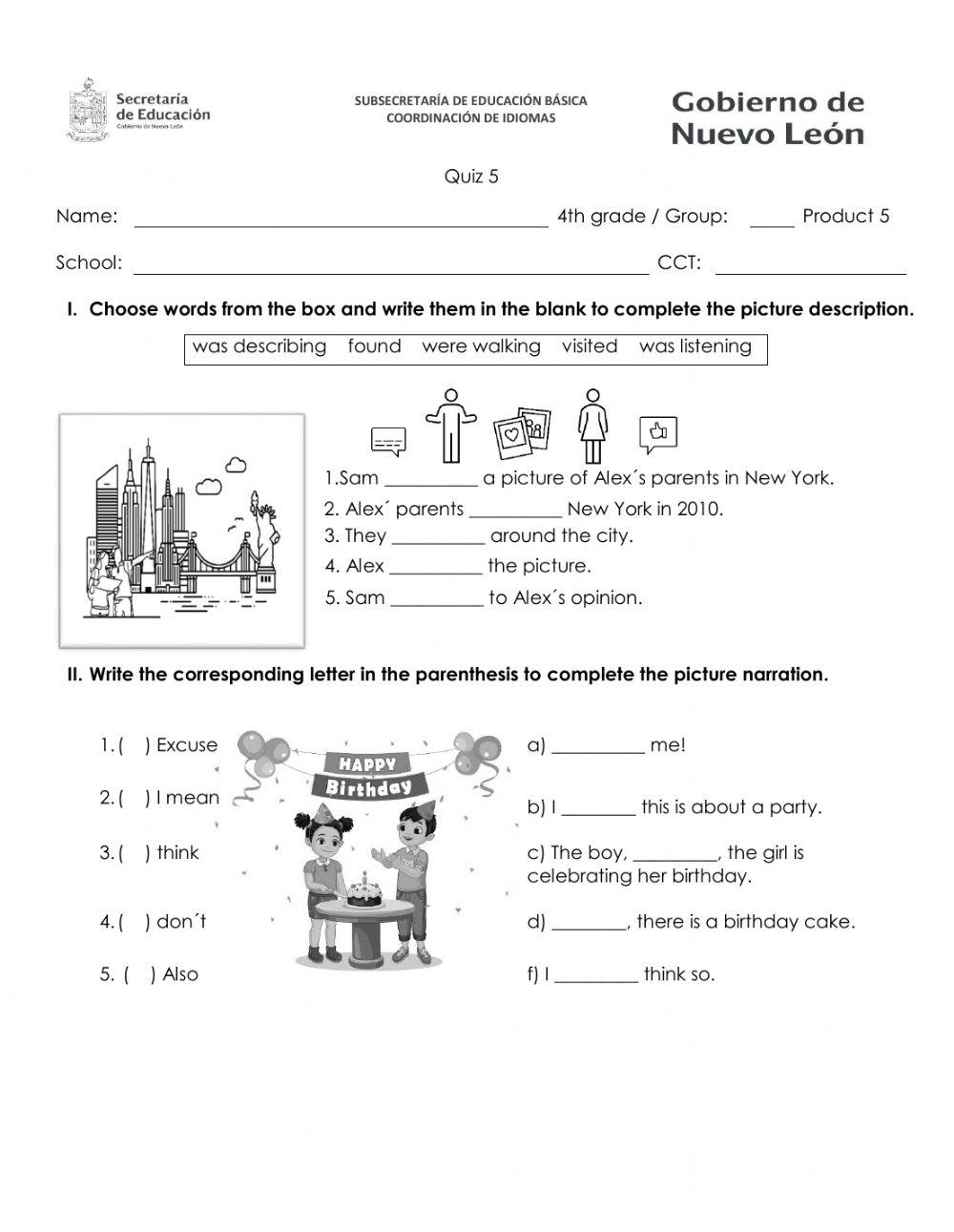 Quiz 4th grade january