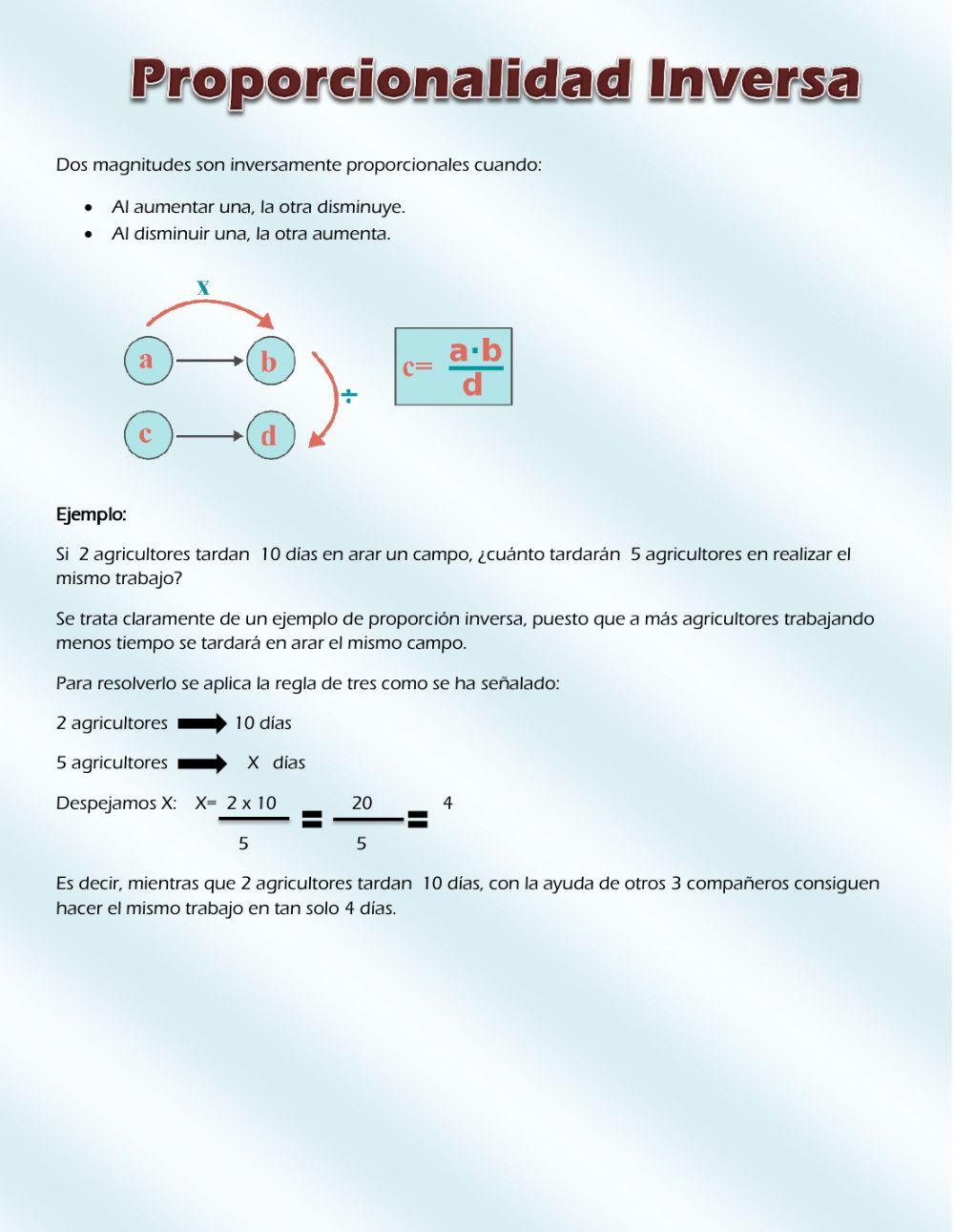 Proporcionalidad Inversa