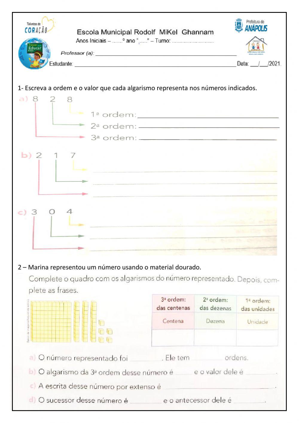 Ordens e classes - número pois extenso