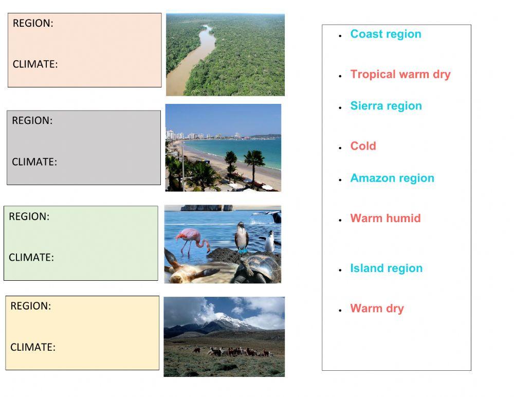 Climates in the four region