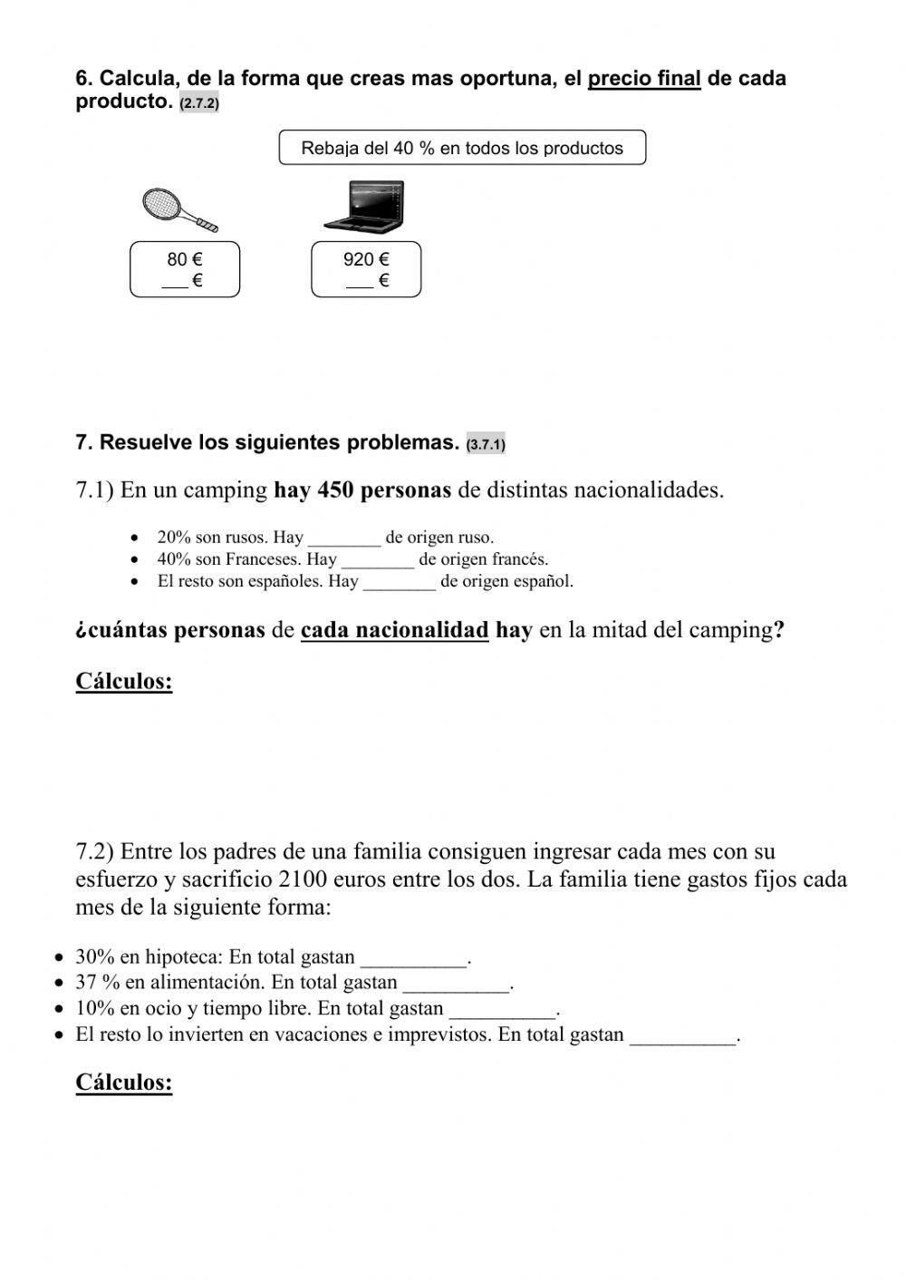 Decimales y porcentajes