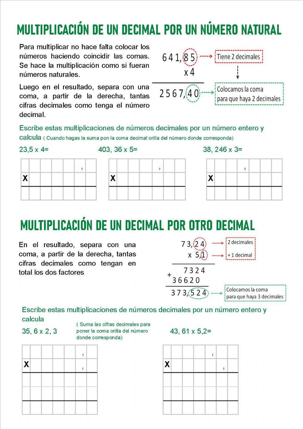 Multiplicar por decimales