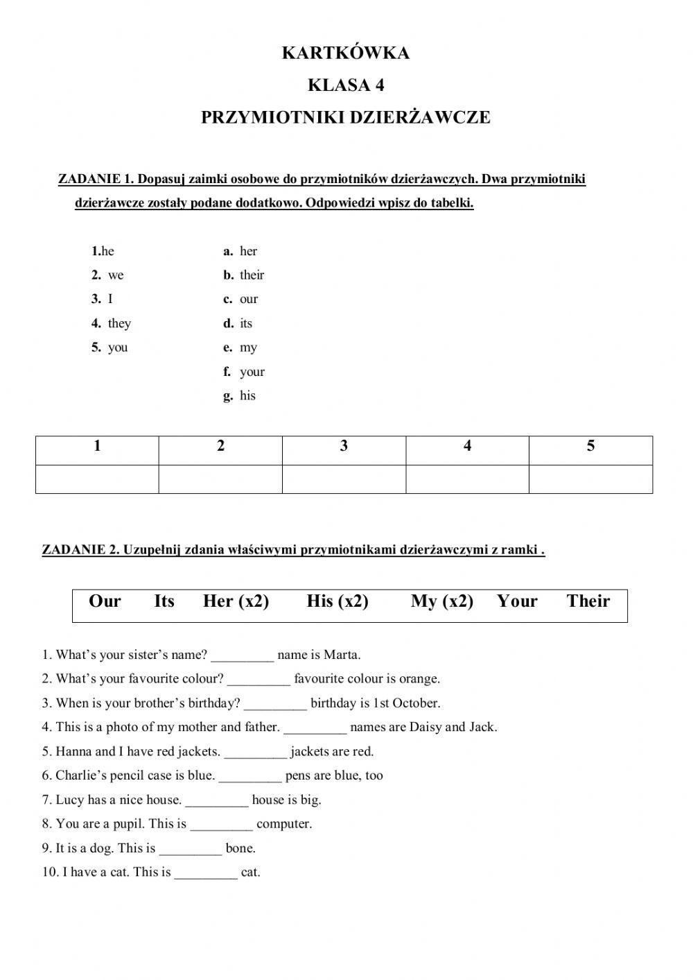 Przymiotniki dzierżawcze