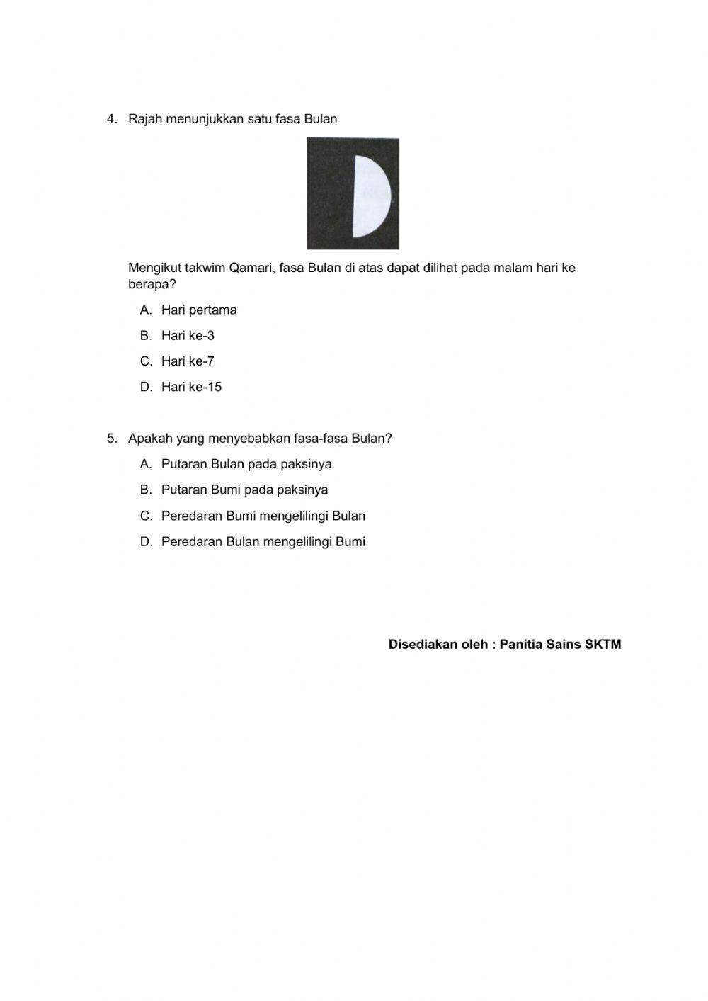 Fasa-fasa Bulan (Ulangkaji Tahun 5)