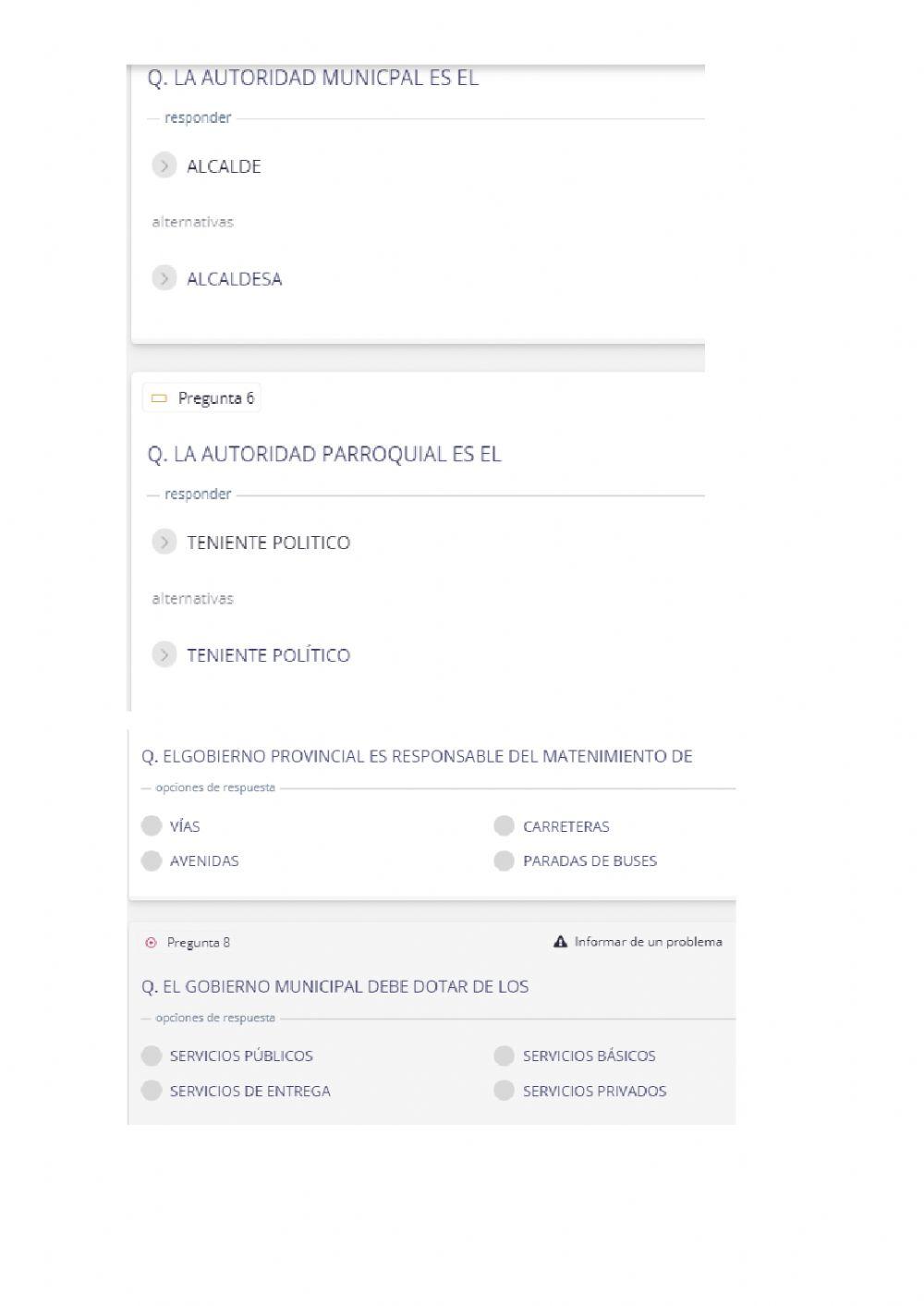 Gobierno provincial, parroquial y municipal