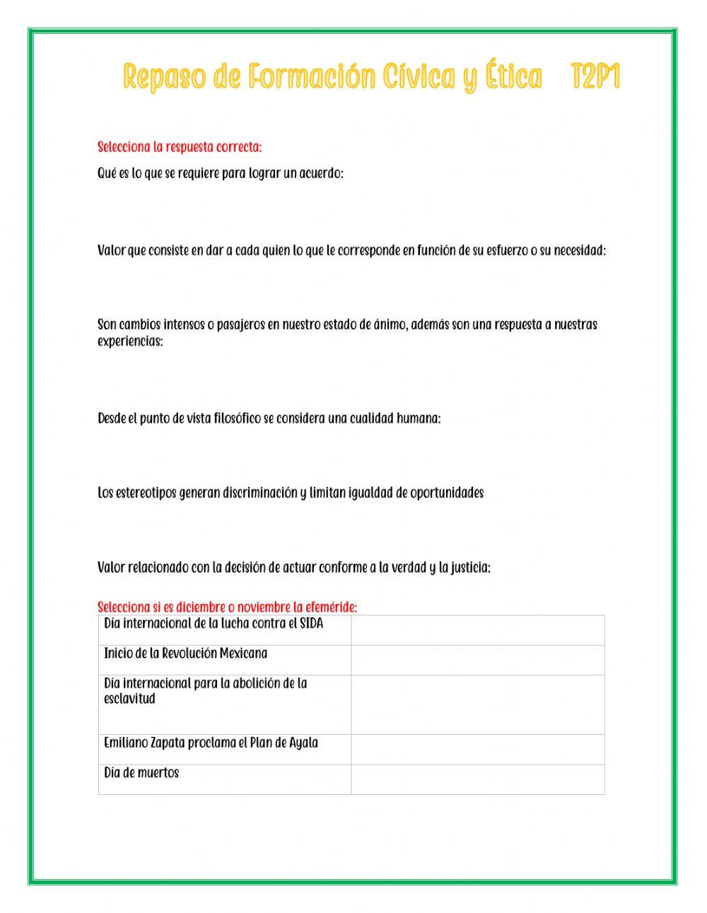 Repaso de Formación Cívica