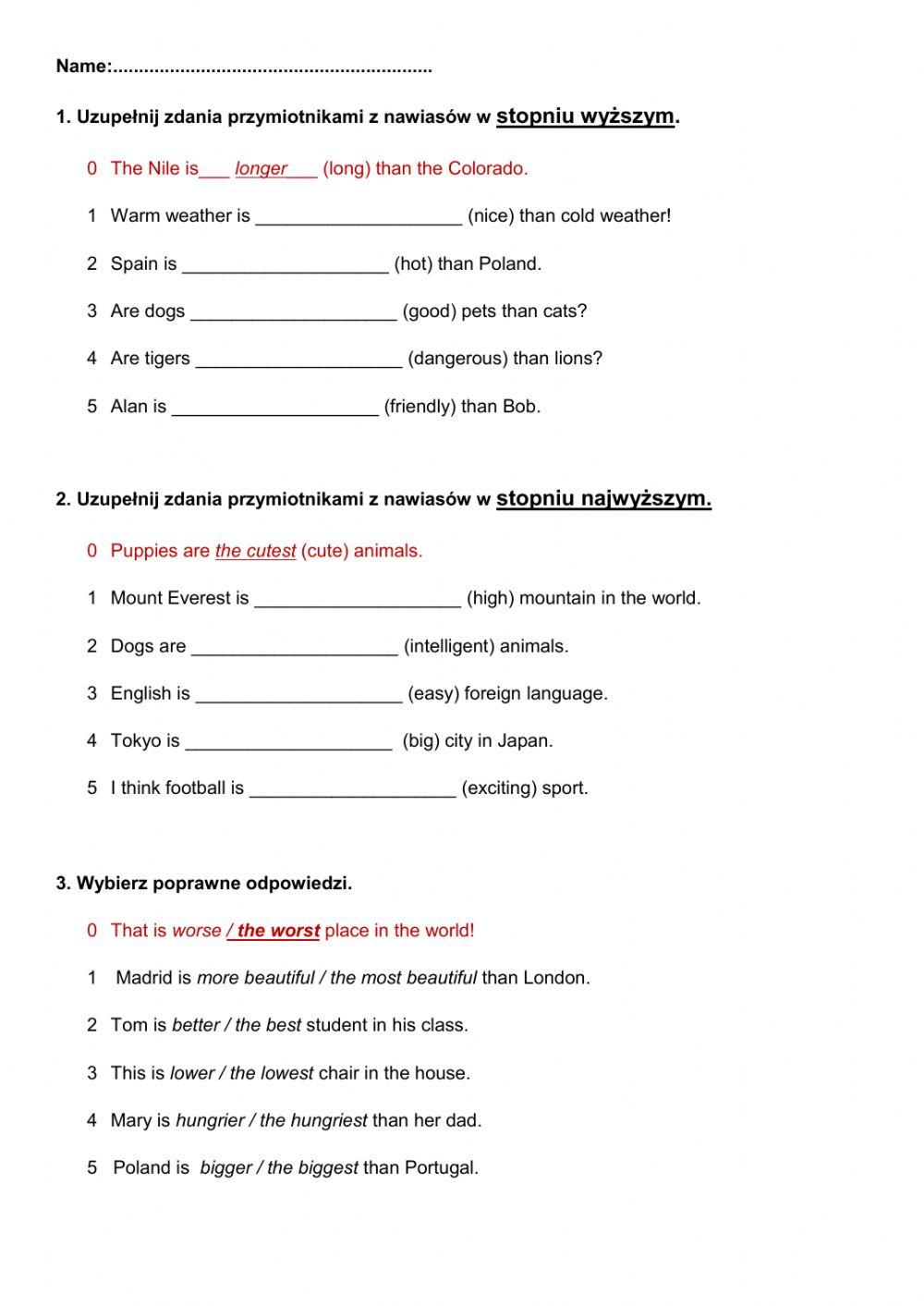 Comparatives and superlatives 5a