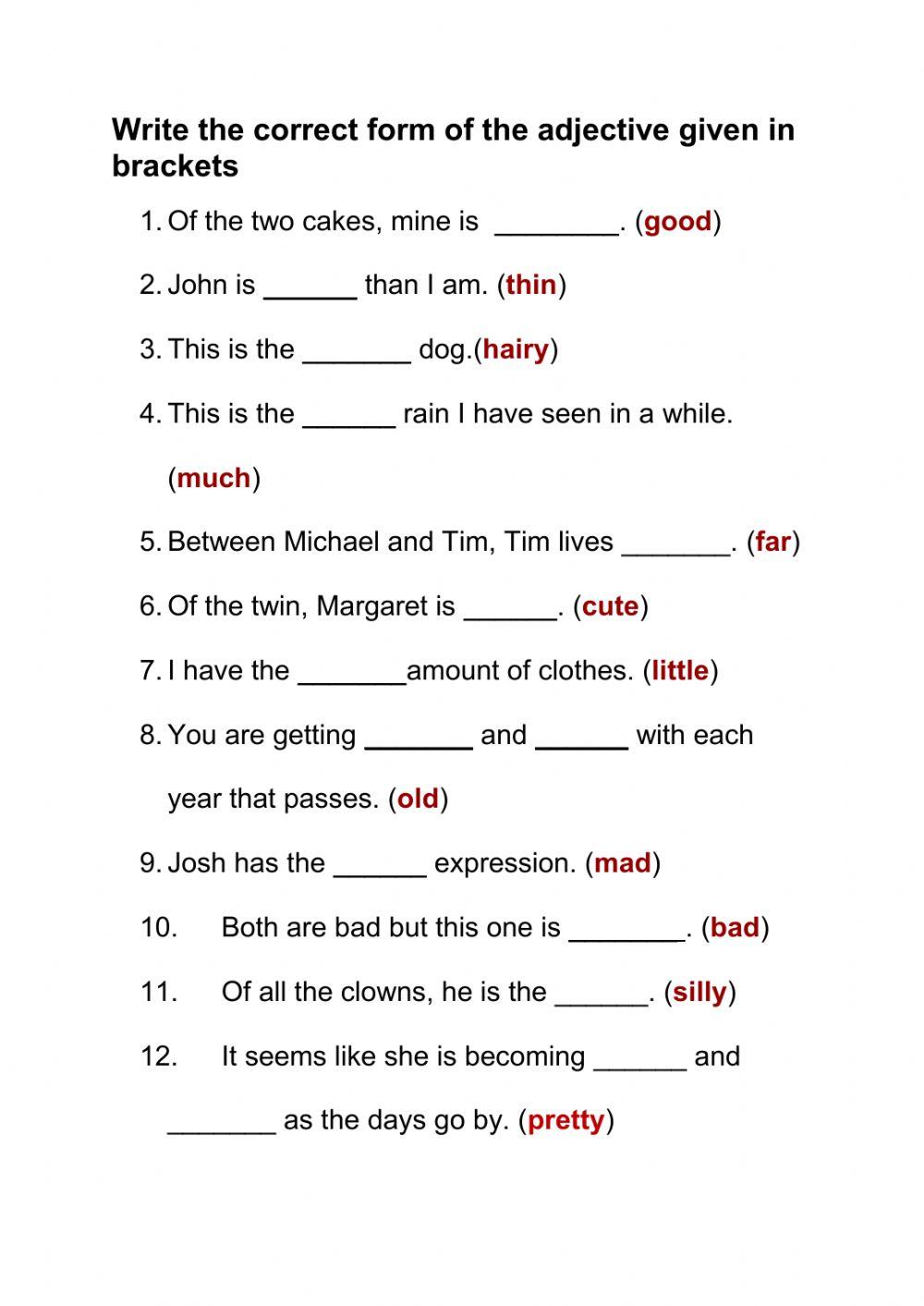 Comparative and Superlative Adjectives