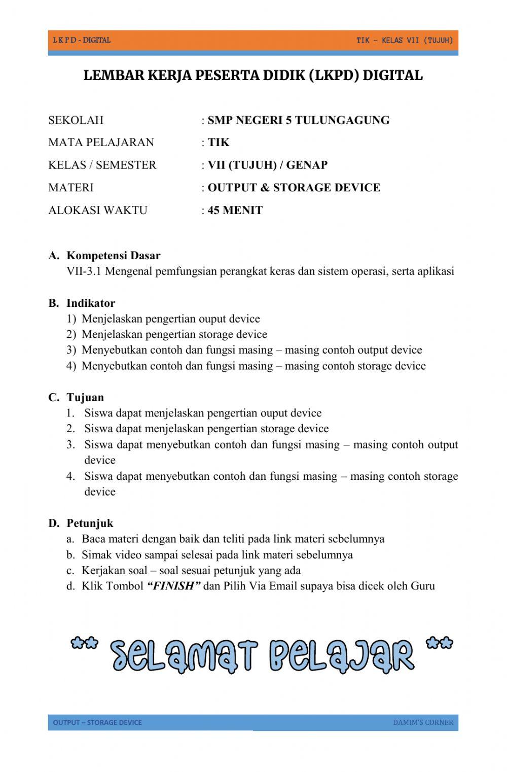 Tik - 7 - output storage device
