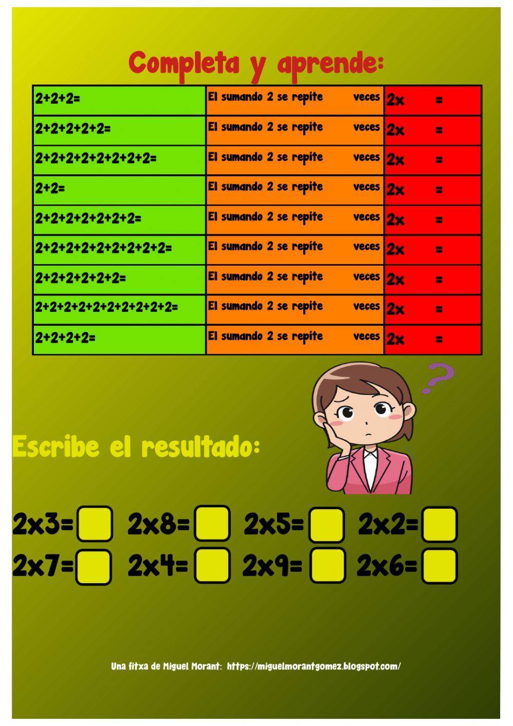 tabla del 2 tabla del 2