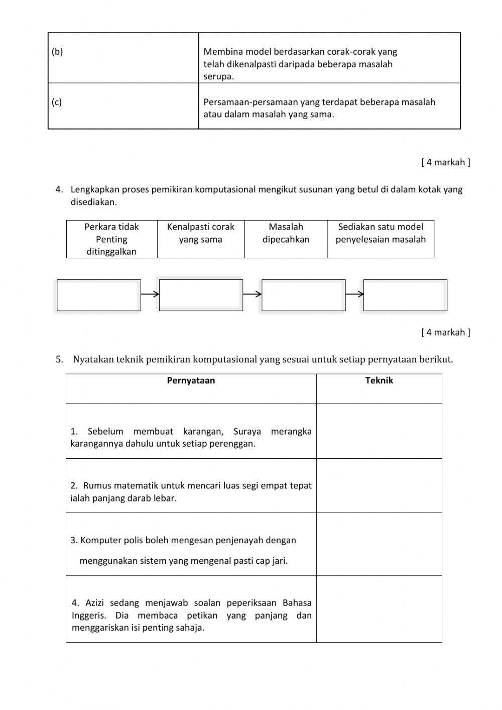 Asas Sains Komputer Tingkatan 1 - Teknik Pemikiran Komputasional