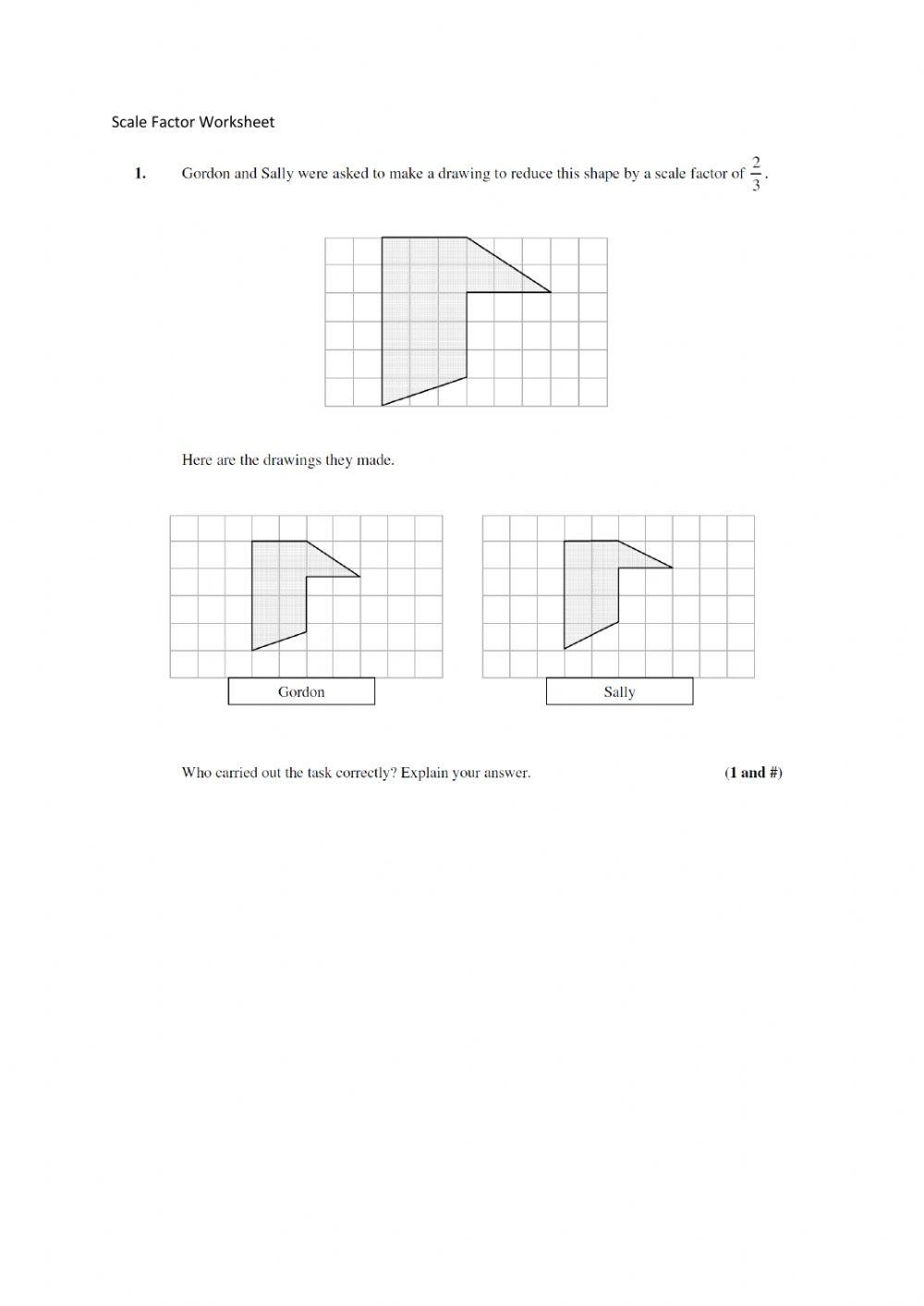Scale factor worksheet