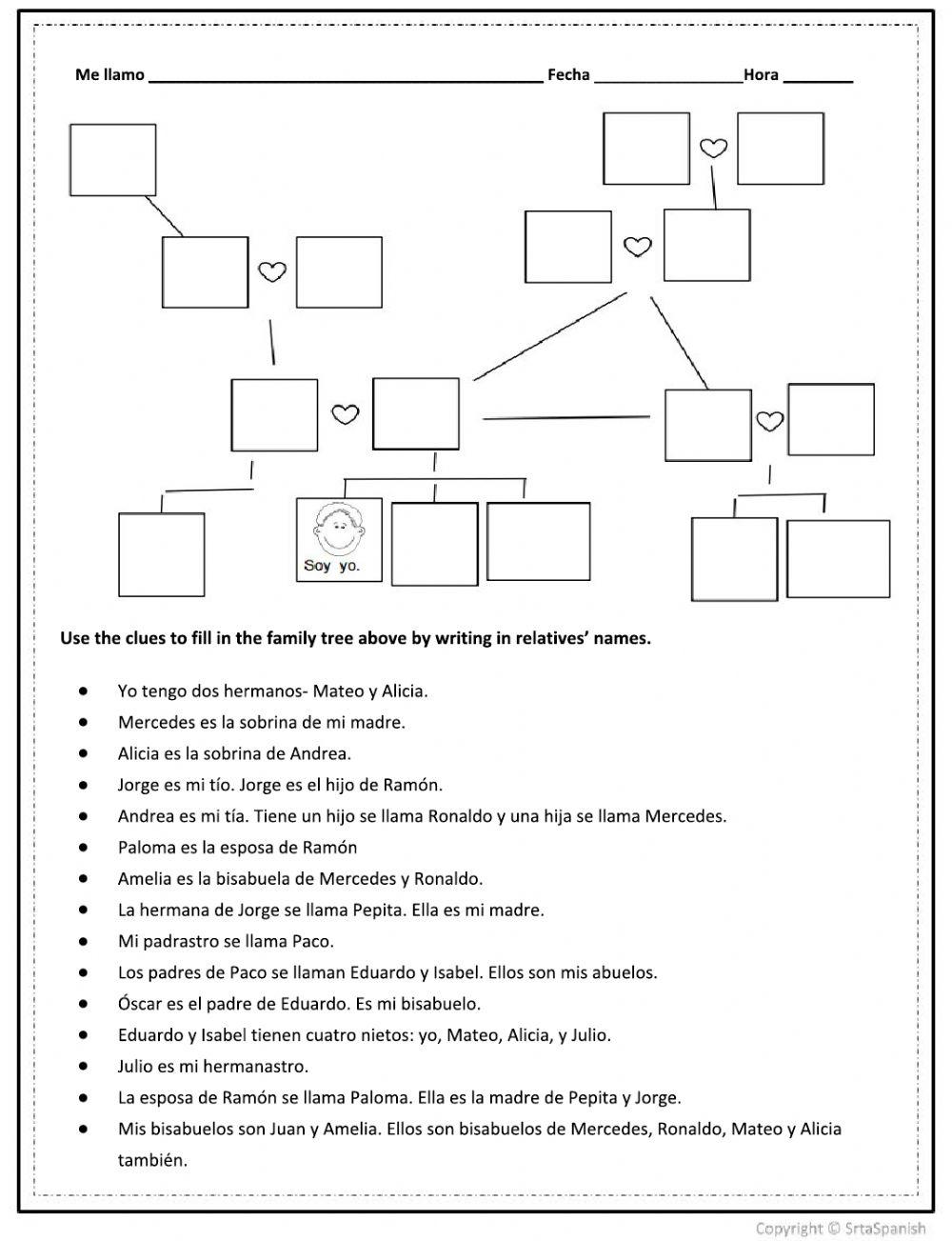 Capítulo 2 Spanish Family Tree Clues online exercise for Live Worksheets