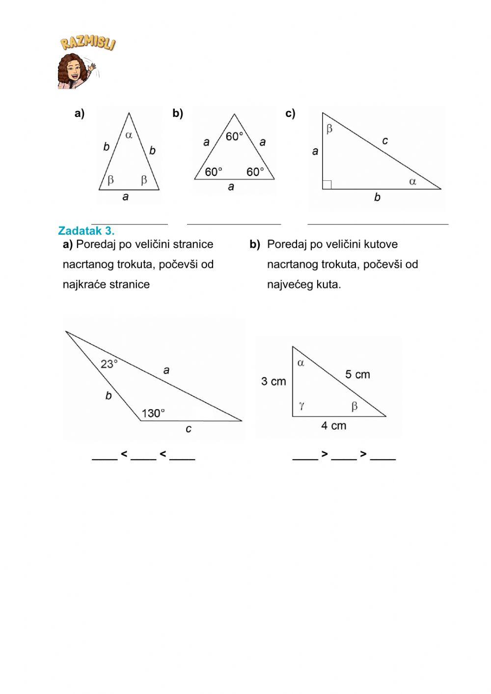 Zbroj veličina kutova u trokutu i odnosi stranica i kutova