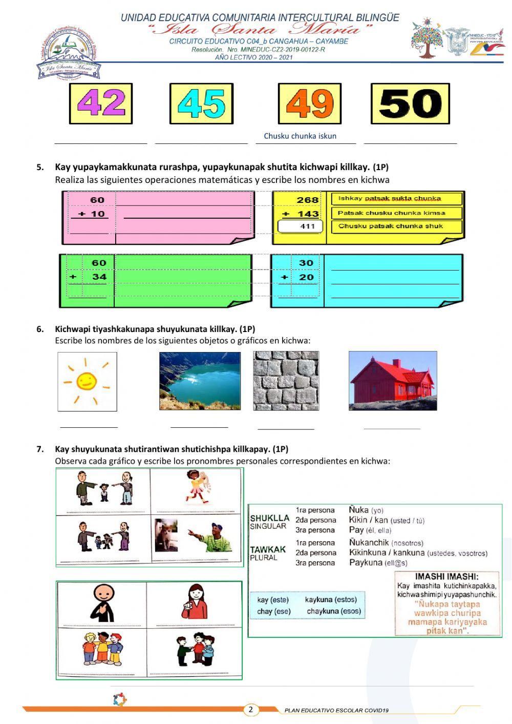 Examen Lengua Kichwa