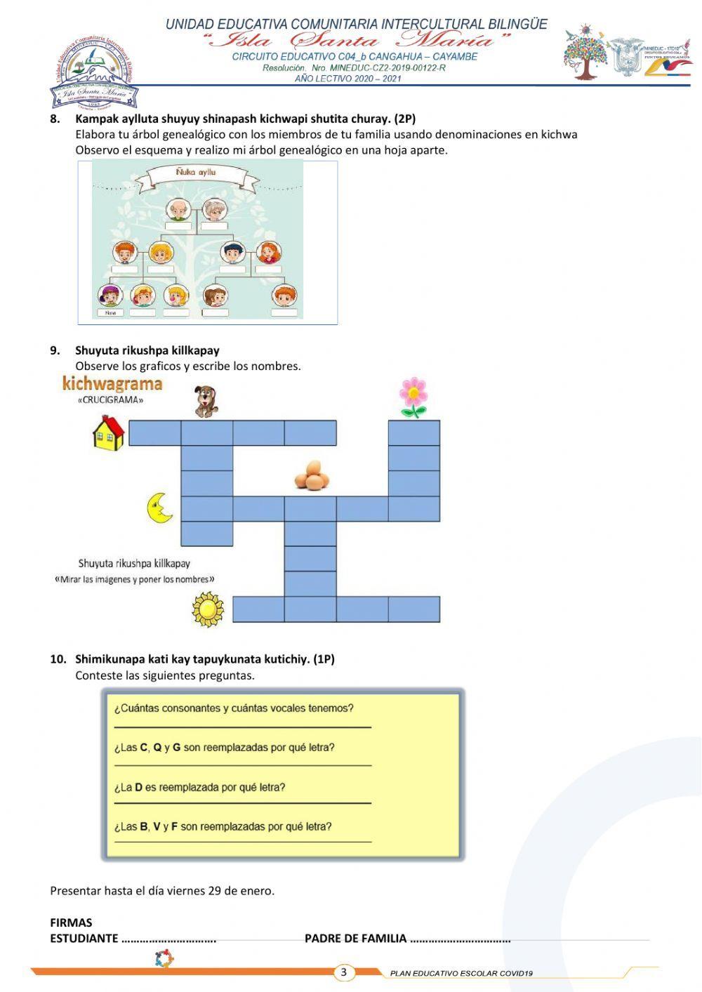 Examen Lengua Kichwa