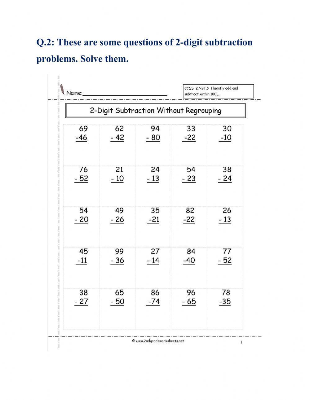 Mental Maths worksheet