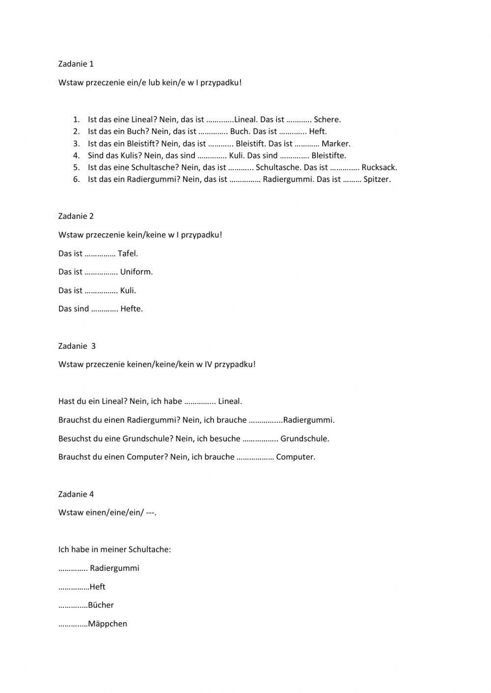 Przeczenia kein keine