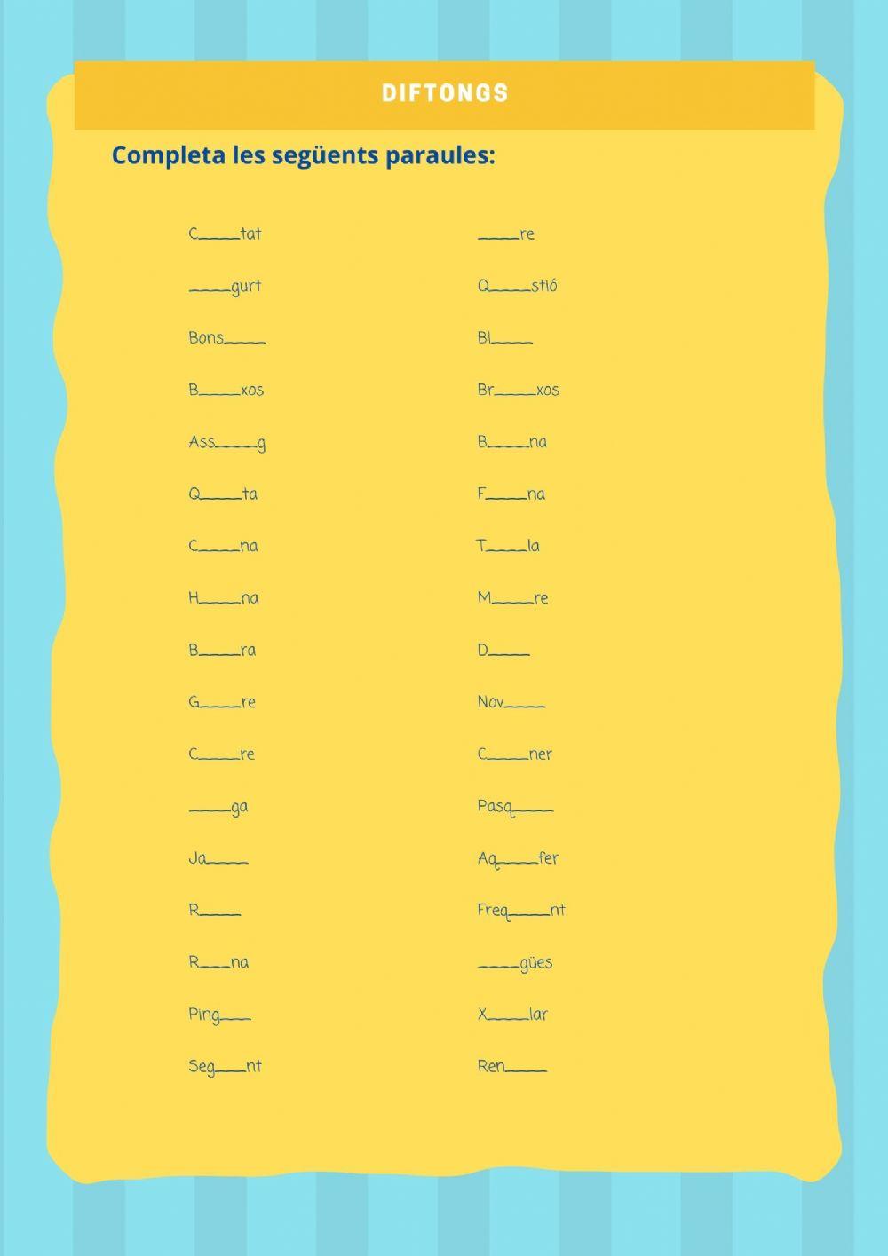 Completa les paraules