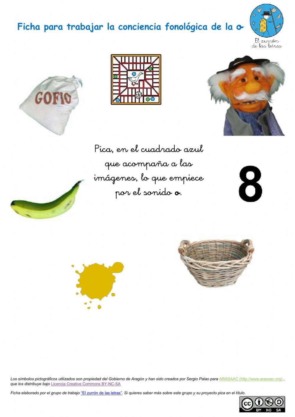 Conciencia fonológica letra -o- Proyecto El zurrón de las letras