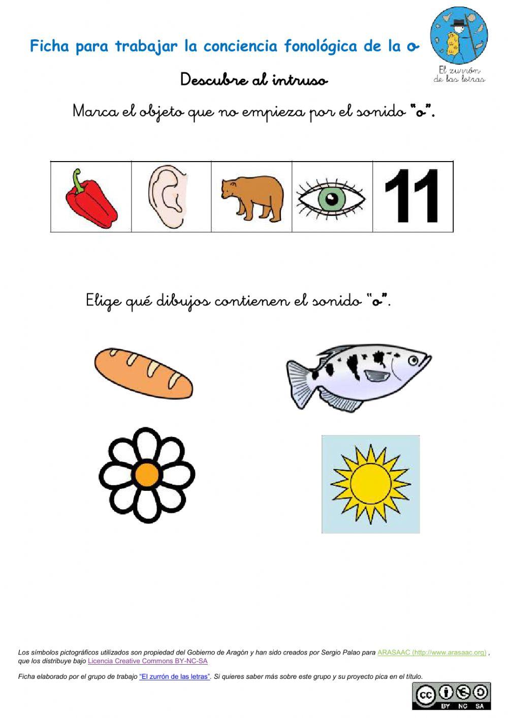 Conciencia fonológica letra -o- Proyecto El zurrón de las letras