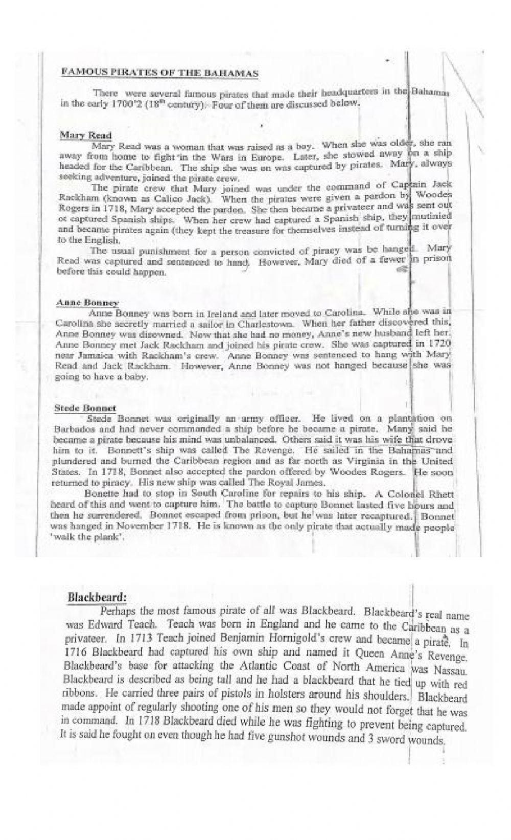 Pirates Worksheet 1 CIGB