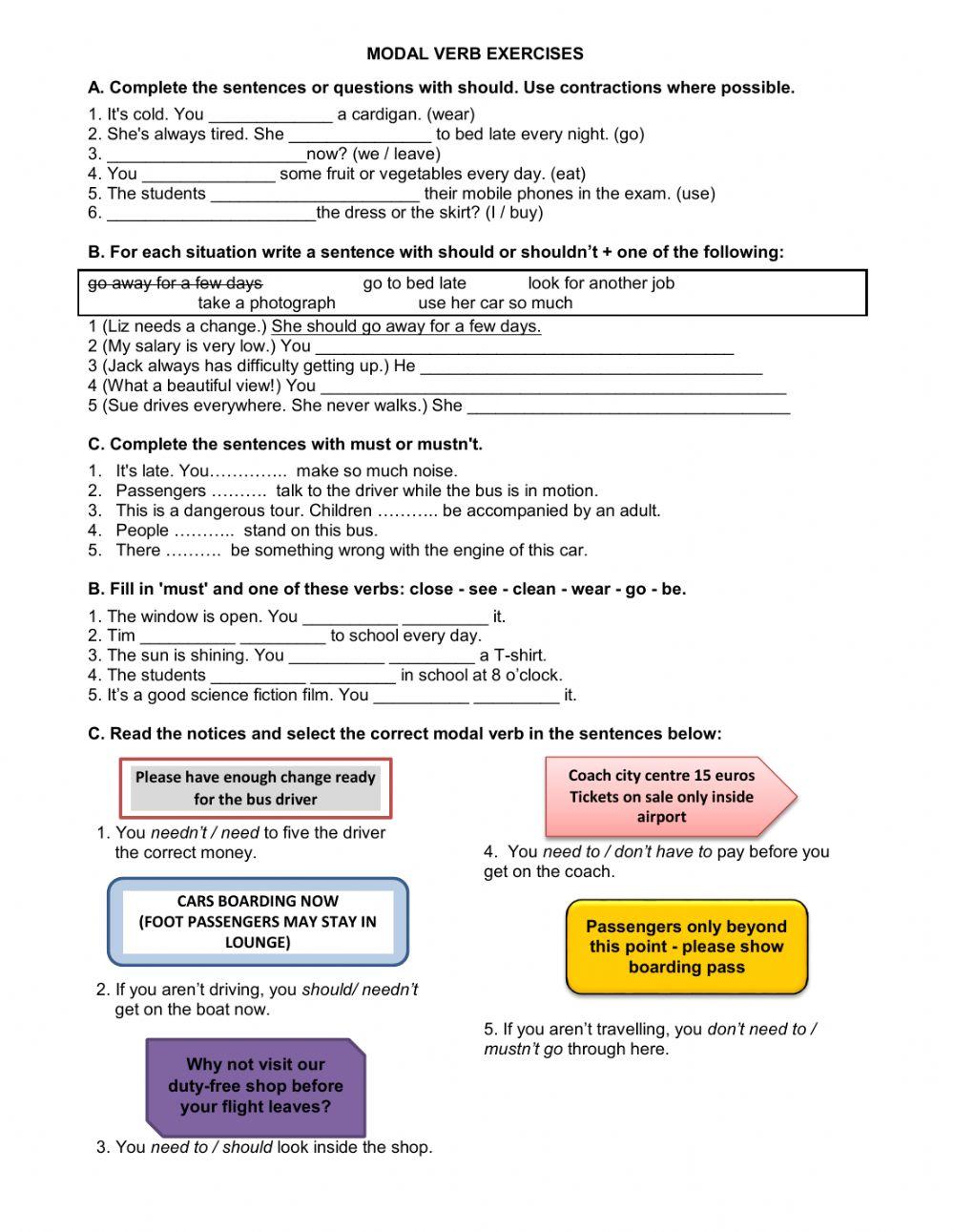 Modal verbs worksheet Live Worksheets
