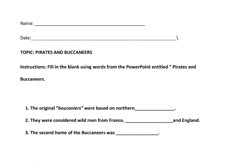 Pirates Worksheet 3 CIGB