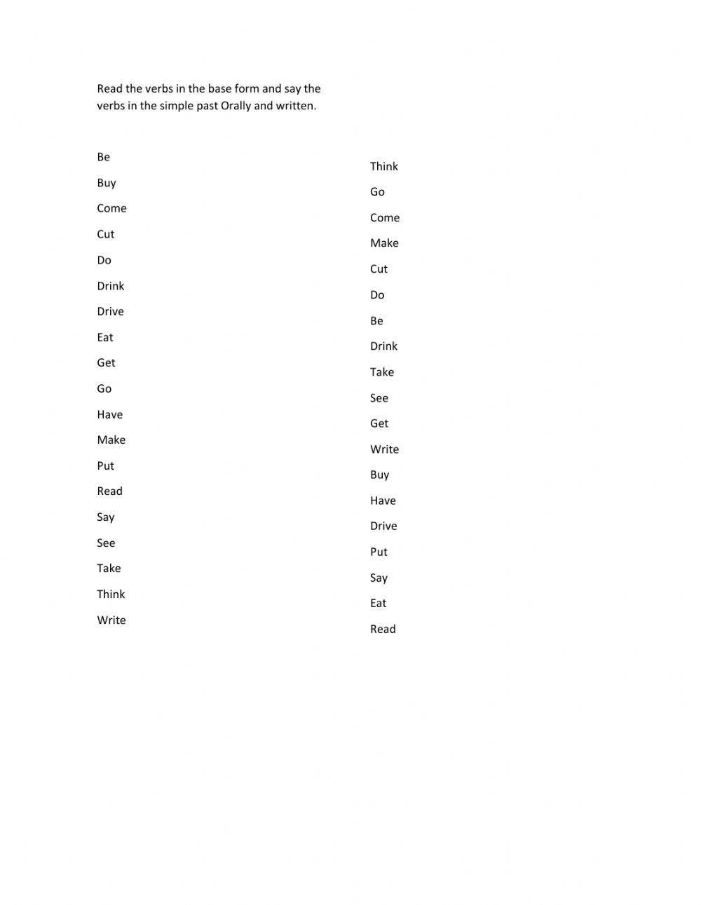 Irregular verbs TNF3