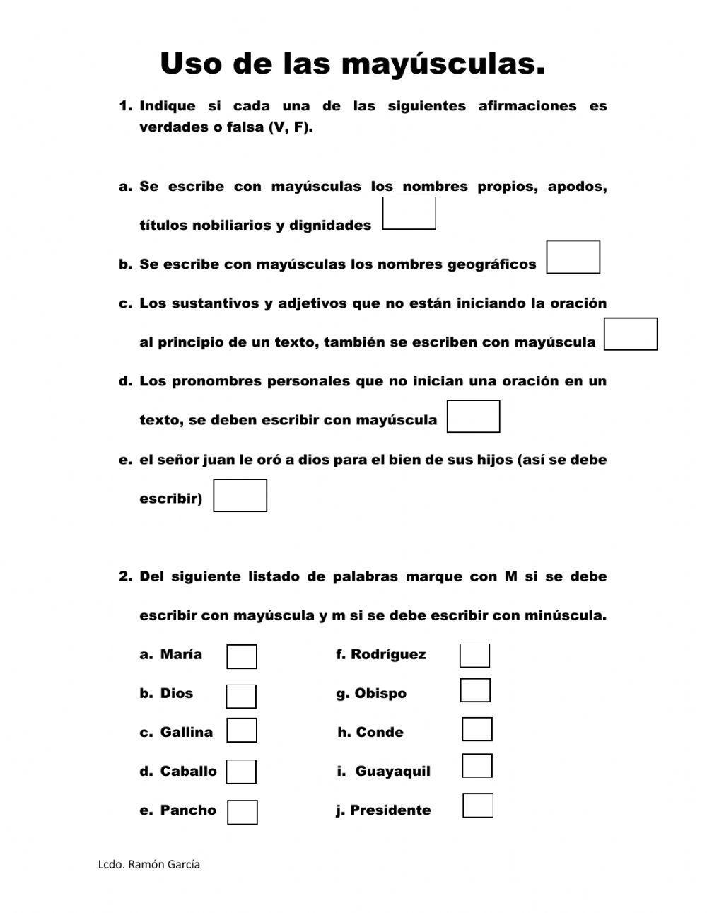 Uso de las Mayúsculas Uso de las Mayúsculas
