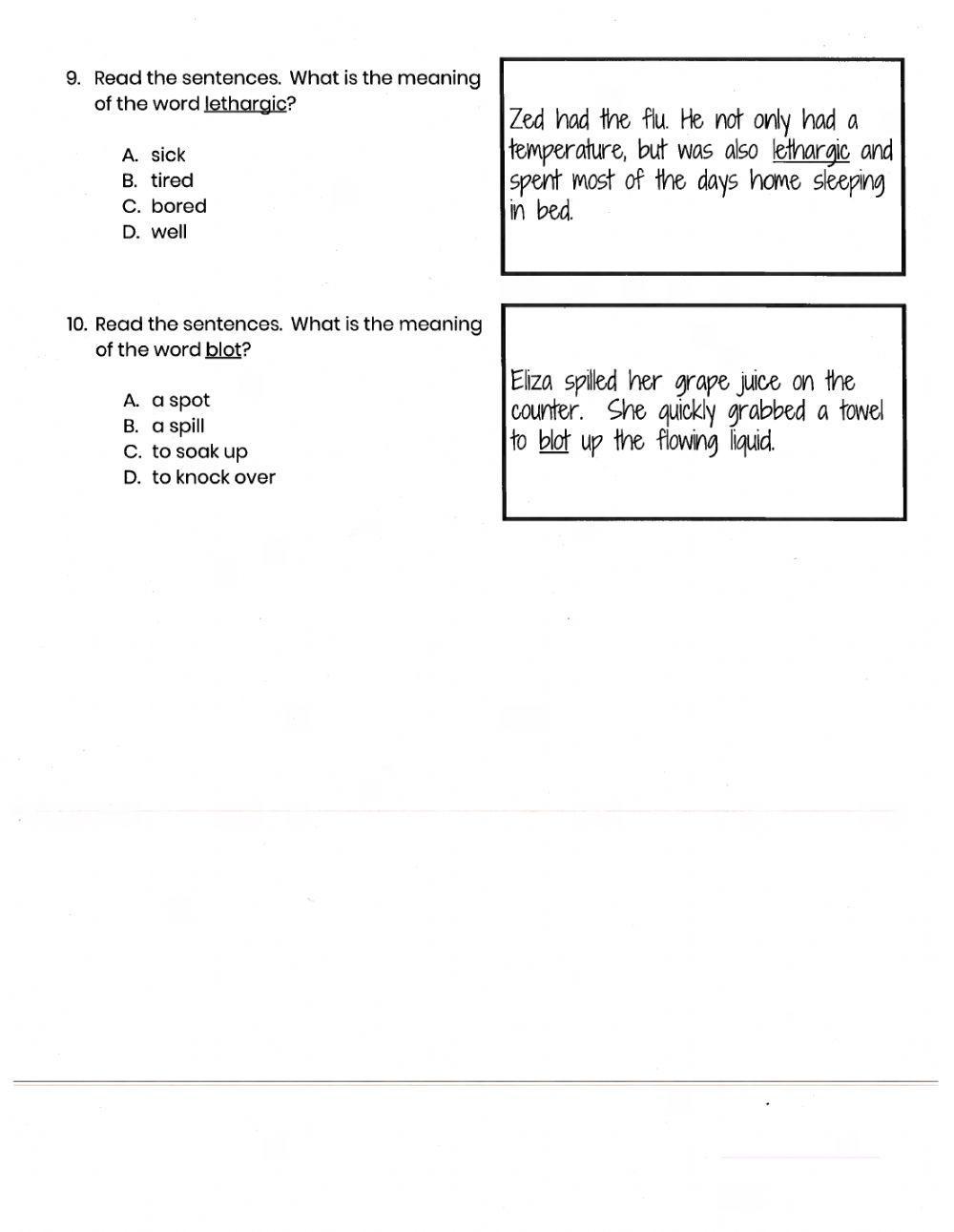 Context Clues Graded Assignment