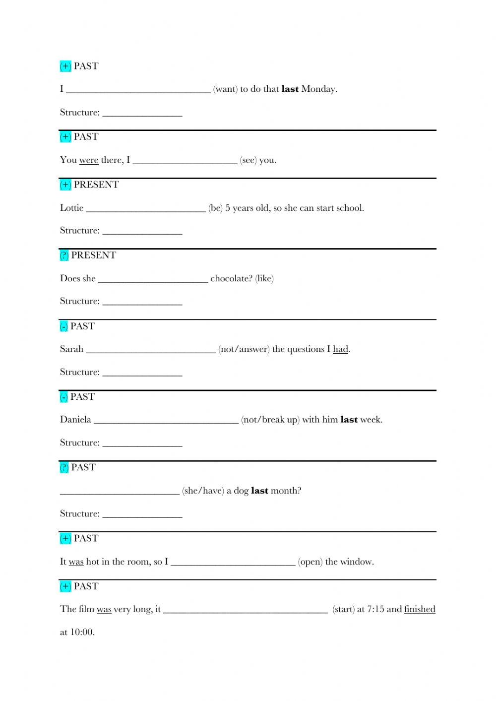 Present & Past Structures