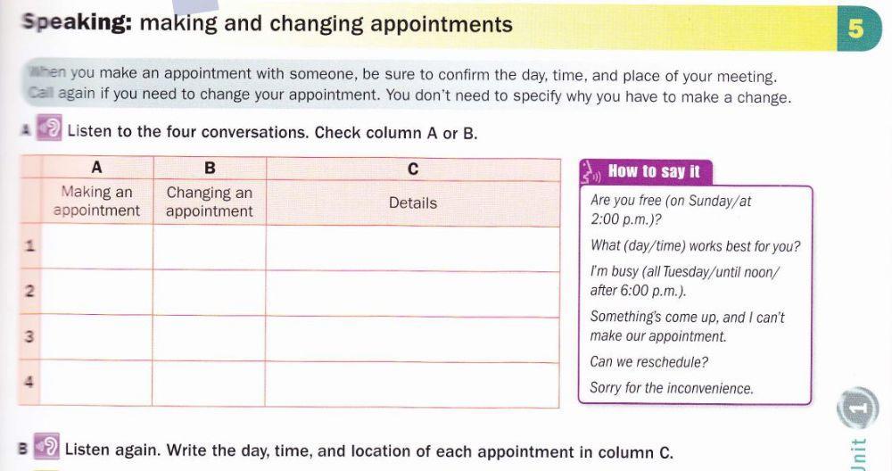 Making and changing appointments