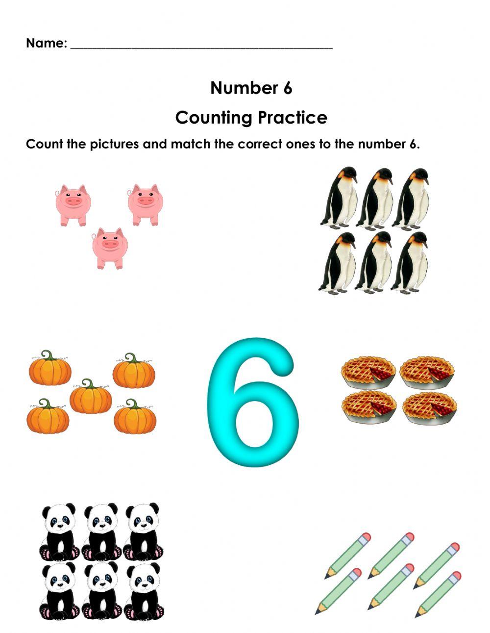 Counting Practice for Number 6 (Words Beginning with P)
