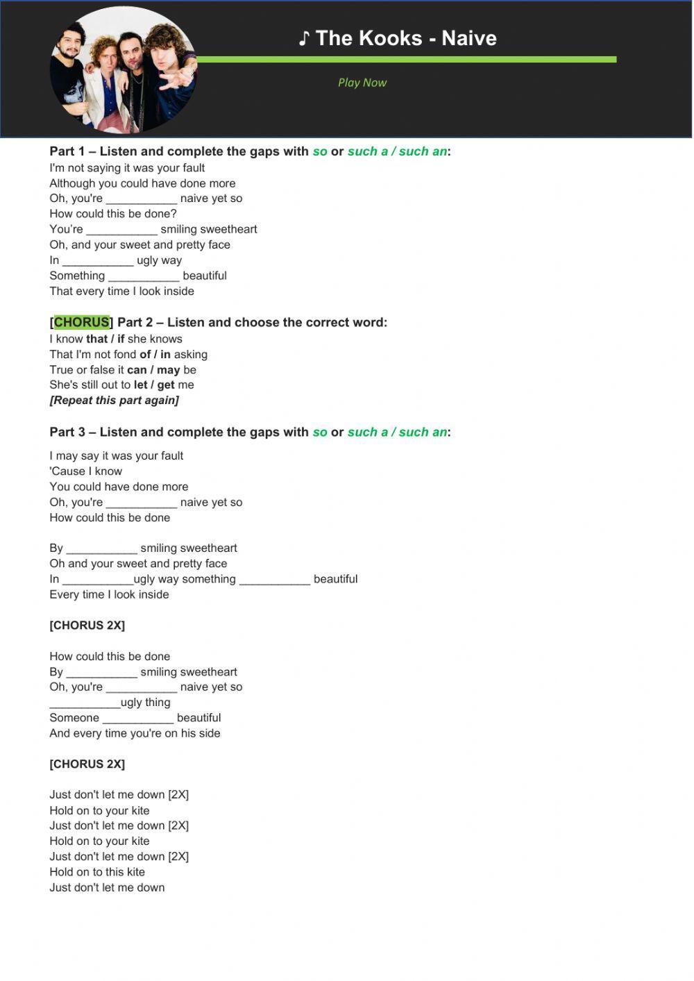 So and such with The Kooks