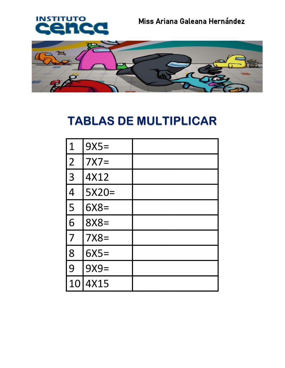 Tablas de multiplicar