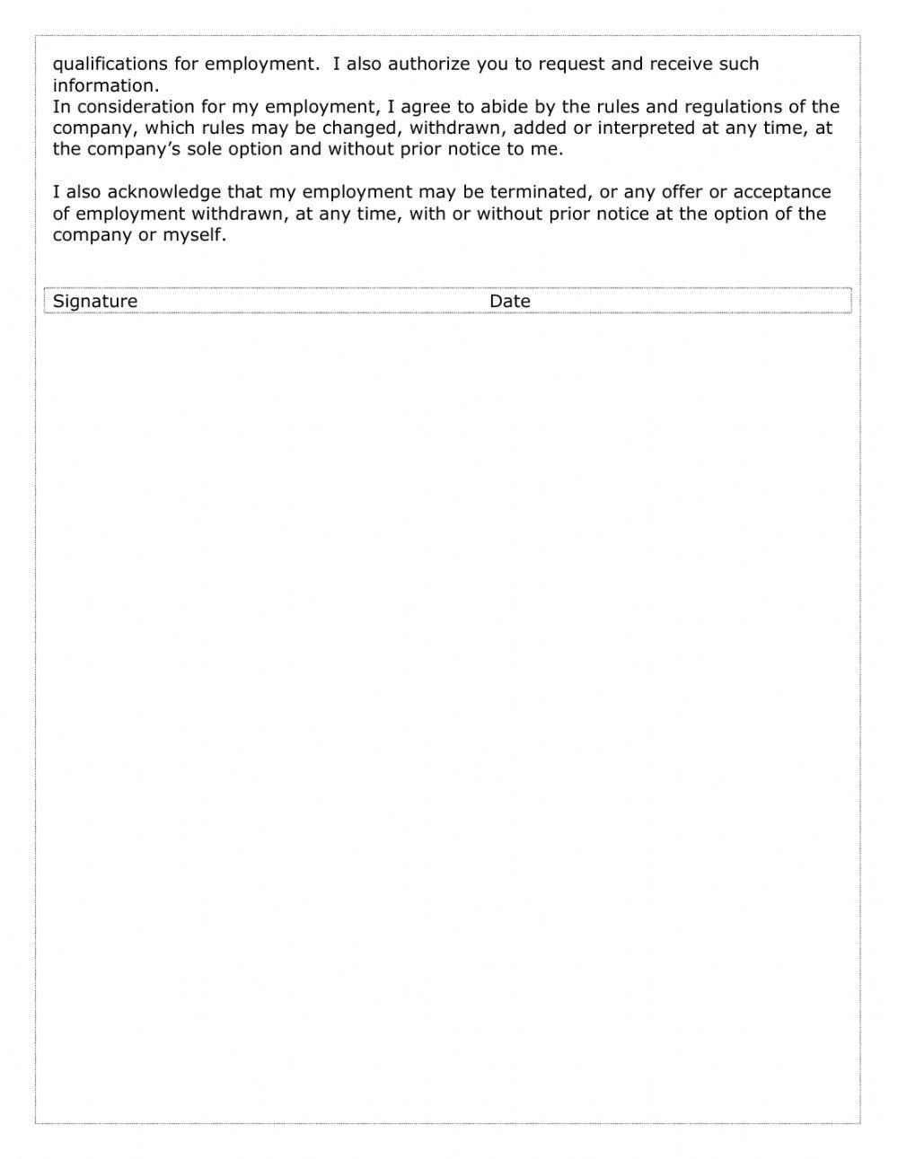 Filling out a job application