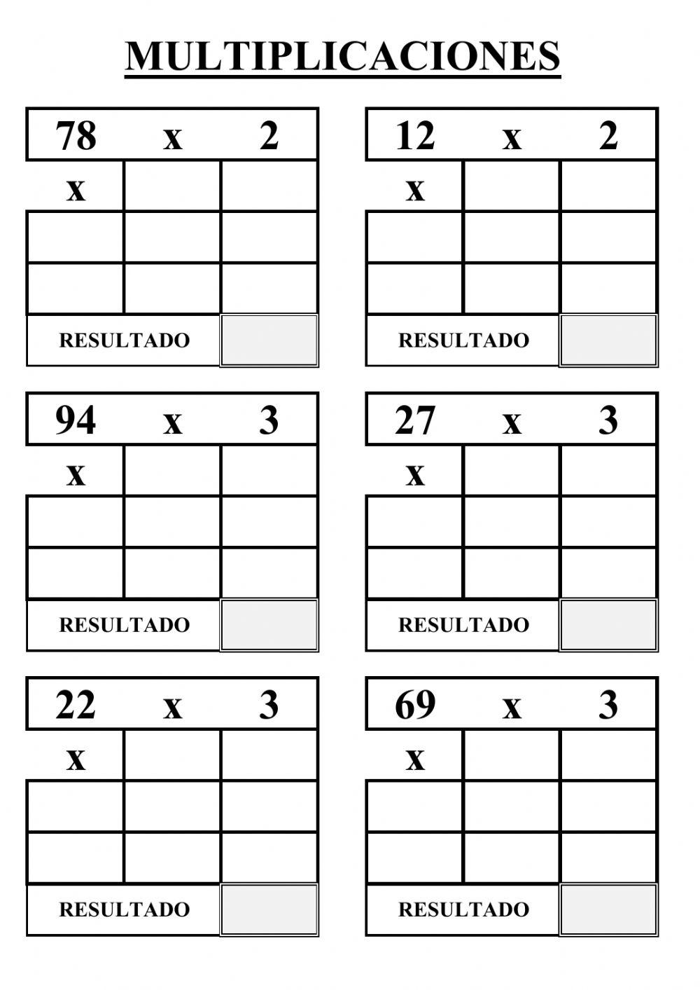 Multiplicaciones 3º - 1