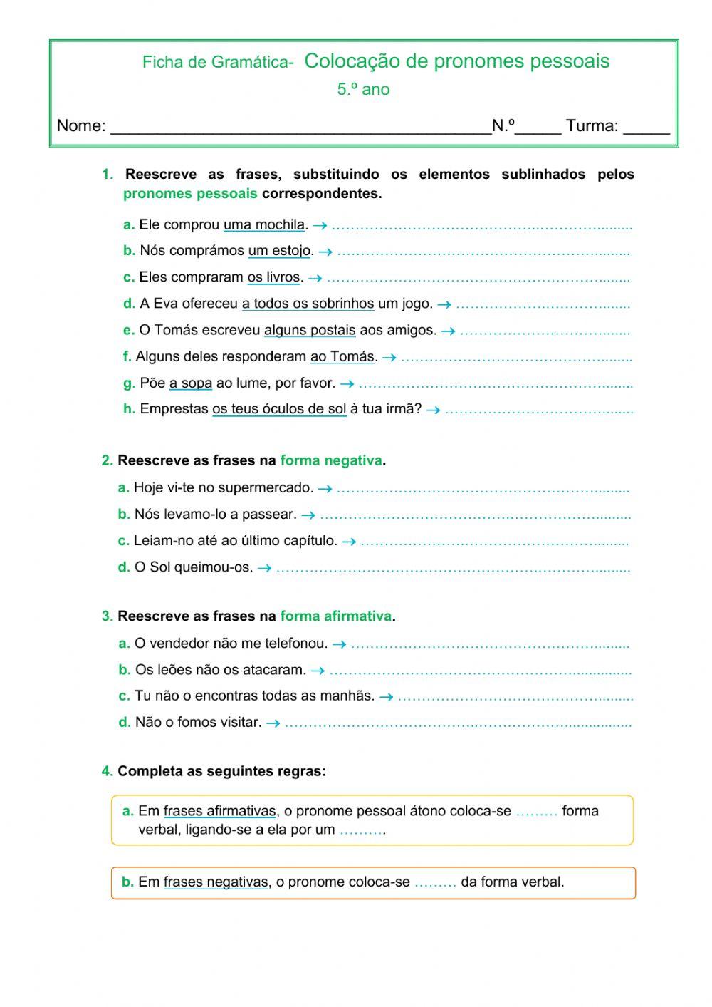 Colocação do pronome pessoal