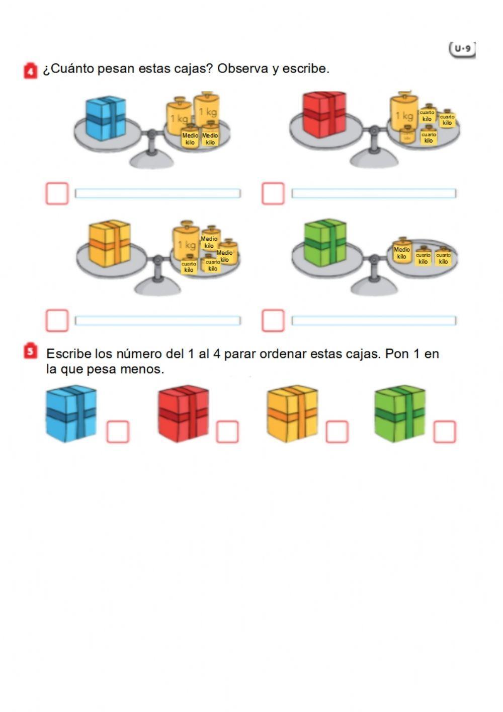 Kilo, medio kilo y cuarto de kilo